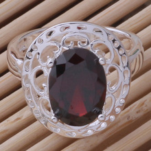 AR412  sterling silver color color   ring,  silver color color   fashion jewelry, classica/dark red stone  /asvajkca arsajiza 2024 - buy cheap