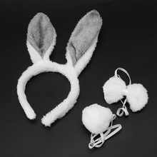 Diadema con orejas de conejo para disfraz de Halloween y Navidad, banda para el pelo de felpa bonita y divertida para Festival, diadema suave a la moda 2024 - compra barato