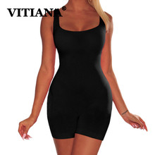 Vitiana macacão feminino sem mangas, sexy, liso, preto, slim, roupa de balada, verão 2019 2024 - compre barato