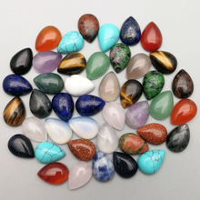 Wholesale fashion natural Assorted stone beads charms mixed 10X14mm teardrop CAB CABOCHON no hole 50pcs Free shipping 2024 - buy cheap