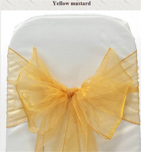 100PCS Wedding yellow mustard  Organza  Chair Sashes Bow for Banquet decoration FREE SHIPPING 2024 - buy cheap