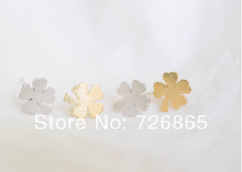 Модные серебряные и золотые серьги-гвоздики в виде клевера с четырьмя листьями, зеленые ювелирные изделия, оптовая продажа 2024 - купить недорого