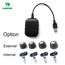 KUNFINE-sistema de control de presión de neumáticos, dispositivo con USB, Android, TPMS, pantalla de sistema de alarma, 5V, navegación Android, Radio de coche con 4 sensores 2024 - compra barato