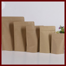 15*24+4 100pcs brown self zip lock kraft paper bags stand up for gifts sweets and candy food tea jewelry retail package paper 2024 - buy cheap