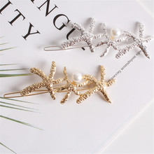 2019 Fashion Full Crystal Pearl Starfish Hairpin Hair Barrettes Accessories Large Rhinestone Hair Clips Headwear For Women Girls 2024 - buy cheap