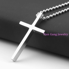 Moda clássico unisex dos homens das mulheres 316l aço inoxidável jesus cruz pingente colar cor prata 2024 - compre barato