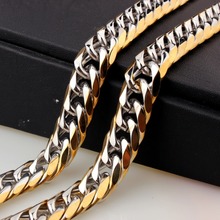 Corrente curb, colar ou pulseira, de aço inoxidável, cor prata e ouro, bracelete de 7 a 40 polegadas, para homens 2024 - compre barato