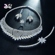 8 de moda de lujo AAA CZ Conjunto de joyas de novia forma de hoja de 2 tonos collar africano pendiente para las mujeres joyería de la boda de S252 2024 - compra barato