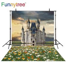 Funnytree photophone fotografía 3D Castillo princesa nubes flores niño niña fondos de estudio fotográfico photocall 2024 - compra barato