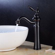 Grifos de lavabo Retro negro bronce, grifo de fregadero de baño, manija única, cubierta de agujero, mezclador de agua caliente y fría Vintage 2024 - compra barato