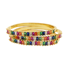 Pulseira arco-íris de luxo dourada, lindo bracelete com pingente arco-íris colorido 2024 - compre barato