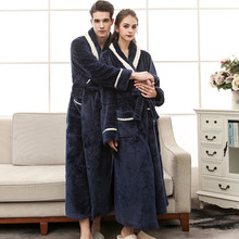 On Sale Lovers Thick Warm Winter Bathrobe Men Soft as Silk Extra Long Kimono Bath Robe Male Dressing Gown for Mens Flannel Robes 2024 - buy cheap