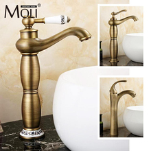 Tall Antique Bronze Basin Sink Mixer For Bathroom Vessel Sink Faucet Antique Brass  Vessel Sink Faucets Basin Mixer Taps 2024 - buy cheap