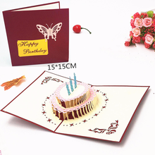 Birthday Cake 3D Stereo Creative Hollow Wedding Greeting Card Valentine's Day Card Blessing Card for Bithday Party Decoration 2024 - buy cheap