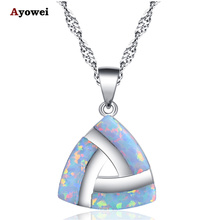 Ayowei New Fashion Triangle desginfor women white opal silver necklaces pendants fashion jewelry OP764A 2024 - buy cheap