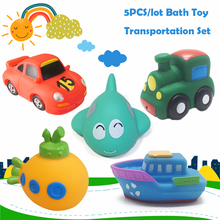 5PCS Set Transportation Baby Bath Toy Water Spray Soft Rubber Baby Toys Kids Car Boat Swimming Pool Toys for Children Boys Girls 2024 - buy cheap