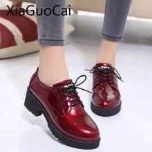 Round Toe Fashion Spring and Autumn Women Flats Sewing Genuine Leather Lace Up Female Flat Dress Shoes Red and Black Flats 2024 - buy cheap