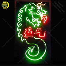 Неоновая вывеска для китайских драконов Lucky yunqi неоновая световая вывеска с подсветкой, световая вывеска для бара, клуба, стеклянные трубки, неоновые вывески ручной работы 2024 - купить недорого