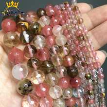 Natural Stone Beads Faceted Cherry Quartz Loose Spacer Beads For DIY Making Bracelet Necklace Jewelry 15'' Strands 4/6/8/10/12mm 2024 - buy cheap