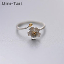 Uini-Tail hot new 925 sterling silver creative art small fresh cherry opening adjustable ring Korean fashion trend high quality 2024 - buy cheap