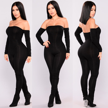 Jumpsuit Women Off Shoulder Bodycon Long Sleeve Clubwear Playsuit Jumpsuits Rompers Skinny Sexy Jumpsuits Female Black Trousers 2024 - buy cheap