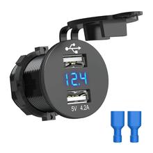USB Car Socket 12V Car Charger 5V 4.2A Dual USB Car Charger Waterproof Car Cigarette Adapter Adapter with LED Digital Voltmete 2024 - buy cheap
