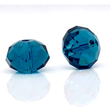 DoreenBeads Glass Loose Beads Flat Round Peacock blue Faceted Transparent About 8mm(3/8")Dia,Hole:Approx 1mm,15 PCs 2024 - buy cheap