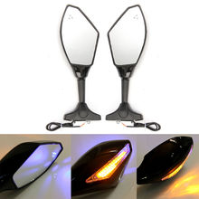 Free Shipping Motorcycle Rearview Mirrors Black With LED Turn Signal For Honda Kawasaki Suzuki 2024 - buy cheap