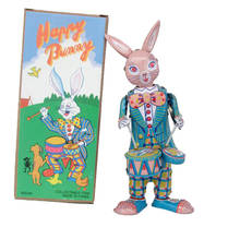 Classic collection Retro Clockwork happy bunny rabbit Wind up Metal Walking Tin play drum rabbit robot Mechanical toy baby gift 2024 - buy cheap