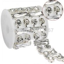 Wholesale 1yards Chain Clear Rhinestone Trim Square Round Crystal Applique Sewing Trim T14 2024 - buy cheap