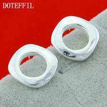 DOTEFFIL 925 Sterling Silver Square Round Stud Earring For Women Wedding Engagement Fashion Charm Party Jewelry 2024 - buy cheap