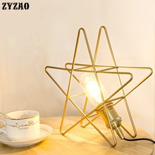 Nordic estrela de cinco pontas candeeiro de mesa quarto lâmpada de cabeceira led estudo lâmpada de mesa de leitura de iluminação de casa deco luzes de mesa de maquiagem 2024 - compre barato