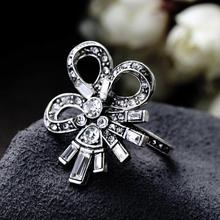 17MM European Exaggeration Vintage Retro Silver Full Crystal Hollow Flower Ring For Women R77 2024 - buy cheap