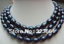 Hot Sell!  8-10mm AAA south sea black baroque pearl necklace 52 inch 2024 - buy cheap