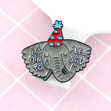 Cute And Romantic Style Brooch In Shape Of Tearing Elephant Head Printed With It's OK To Feel Sad Best Gift Pins For Friend 2024 - buy cheap