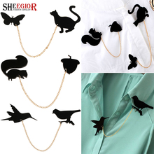 SHEEGIOR Lovely Animal Brooches for Women Accessories Gold Tassel Chain Cute Butterfly Cat Squirrel Bird Brooch Pins Men's Badge 2024 - buy cheap