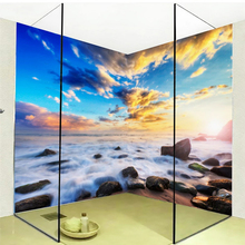 Papel de parede foto 3d de paisagens, adesivo azul de fundo para praia e piscina, adesivo à prova d'água para banheiro e praia 2024 - compre barato