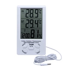 Indoor Outdoor LCD Digital Desktop Temperature Meter Humidity Thermometer Time Clock with External Probe Sensor Cable 2024 - buy cheap