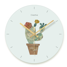 1 Pcs Cactus Decorative Wall Clock Living Room Glass Clocks Plant Mute Quartz Europe Hanging Clock Plant Wall Clock 2024 - buy cheap