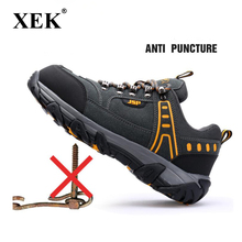 XEK Labor Insurance Shoes Men's Non-slip Safety Shoes Smash-proof Puncture Steel Toe Cap Fashion Work Shoes wyq38 2024 - buy cheap