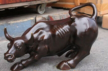 free shipping Large Bronze coffee Wall Street Bull OX Figure Statue 11"L 2024 - buy cheap