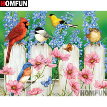 Homfun quadrado completo/broca redonda 5d diy pintura de diamante "pássaros e flores" bordado ponto de cruz 5d home a08116 2024 - compre barato