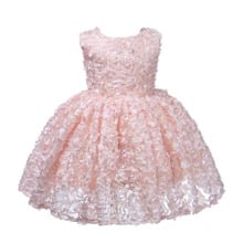 Vestido formal de princesa para meninas, roupa de bebê recém-nascido, batismo, com apliques, tule, 1 ano, festa de aniversário, batizado 2024 - compre barato