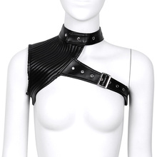 Women Black Faux Leather Halter Crop Top One Shoulder Adjustable Steampunk Gothic Chest Harness Belt Sexy Corset Bustier 2024 - buy cheap