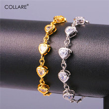 Pulseras de corazón Collare para mujer, pulseras de cadena de eslabones y brazaletes de circonia cúbica de Color dorado/plateado al por mayor H211 2024 - compra barato