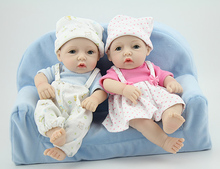Mini muñeca de simulación de gemelos, bebé pequeño y dulce de silicona, Babydoll de vinilo para bebés, juguetes para dormir, regalos de cumpleaños y Navidad 2024 - compra barato