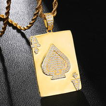 D&Z золотой цвет с AAA + циркон покерная Лопата цепочка с подвеской в форме туза для мужчин интересные игральные карты кулон ожерелье хип-хоп юв... 2024 - купить недорого