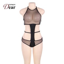 Comonprezado bodysuits para o verão, lingerie sexy de halter, feminina, costas nuas, para sexo, preto, plus size, traje exótico rb80643 2024 - compre barato