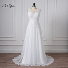 ADLN Plus Size Wedding Dresses V-neck Appliqued Beaded Bride Dress Customized Chiffon Beach Bridal Gown Vestidos de Novia 2024 - buy cheap