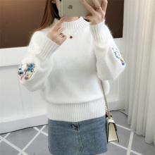 New  Fashion 2021 Women Autumn Winter  Embroidery Cat Brand  Sweater Pullovers  Warm  Knitted Sweaters Pullover  Lady 2024 - buy cheap